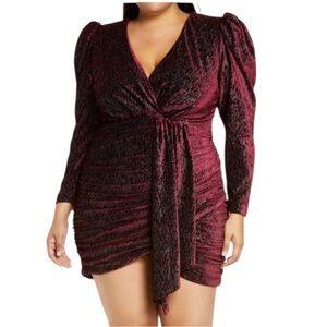NWT Lavish Alice Diamante Velvet Mini Dress in Burgundy Metallic Size US 22